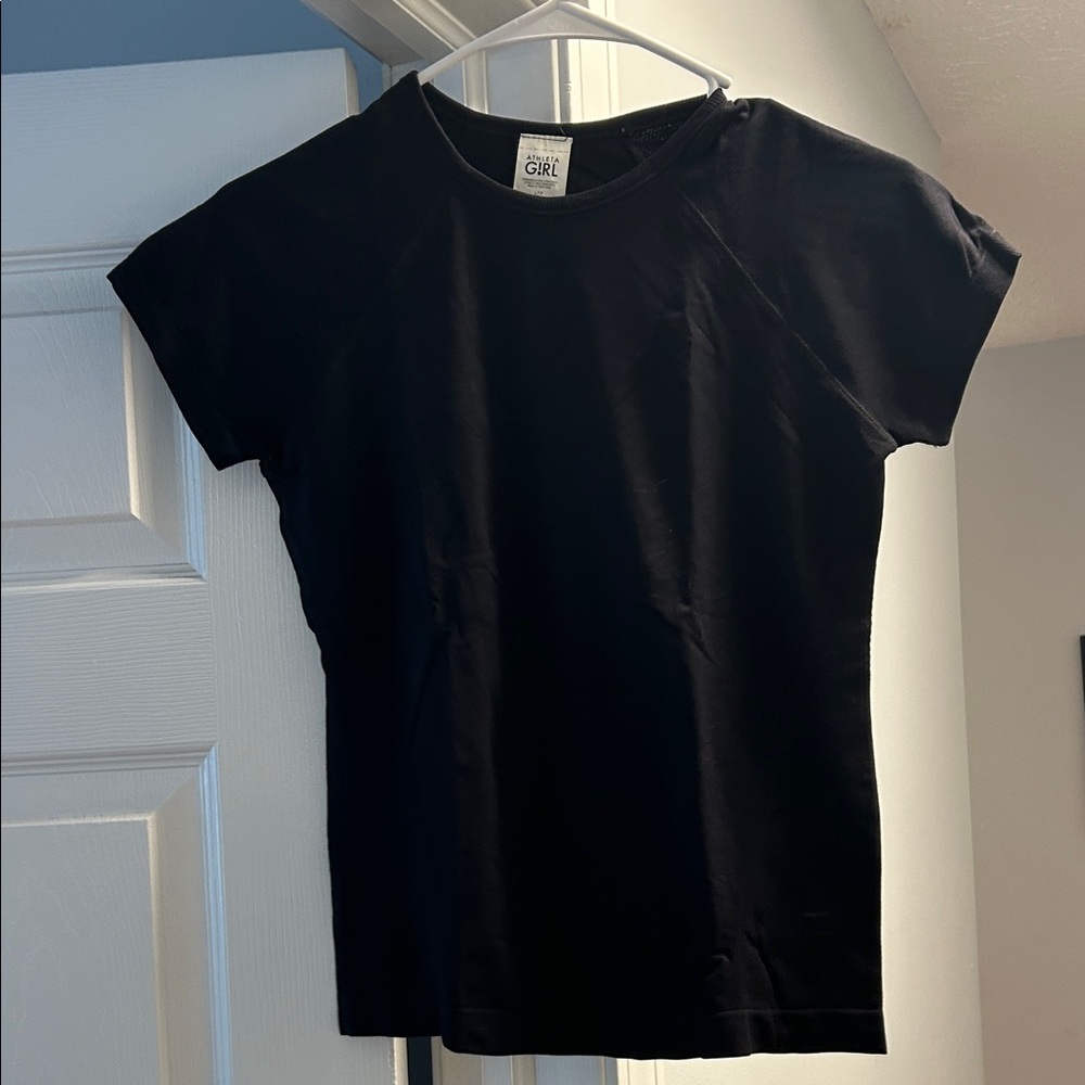 Athleta Girl Power Up Black Short Sleeve Tee
